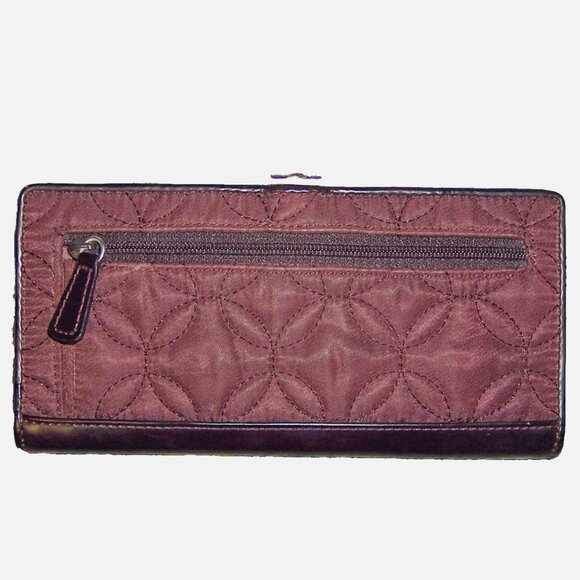 Vintage Vera Bradley Quilted Nylon Handbag Shoulder Bag & Wallet Set Purple Wine - Picture 3 of 6